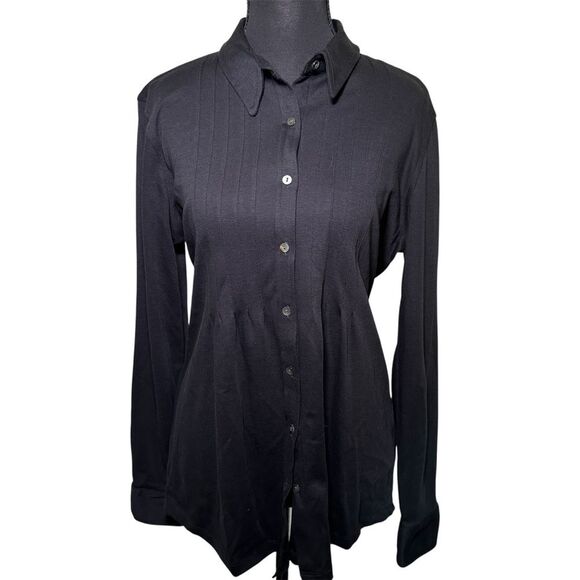 L.L. Bean Black Fitted Long Sleeve Button Down Shirt - Picture 1 of 7